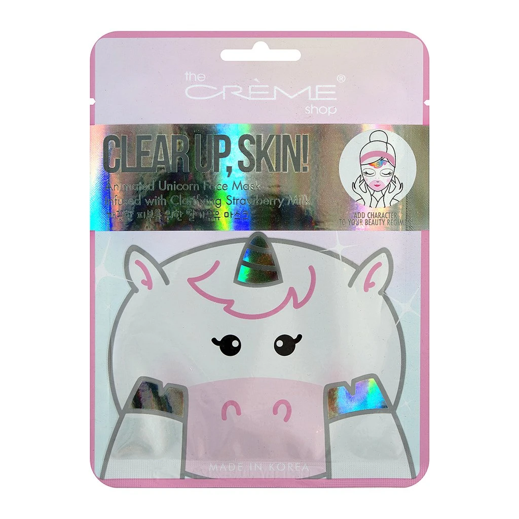 The Crème Shop Clear Up, Skin! Animated Unicorn Face Mask - Clarifying Strawberry Milk The Crème Shop Clear Up, Skin! Animated Unicorn Face Mask - Clarifying Strawberry Milk