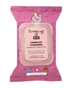 The Crème Shop X BT21 New Arrivals COOKY Complete Cleansing Towelettes - Rose & Hyaluronic Acid (20 Pre-Wet Towelettes)