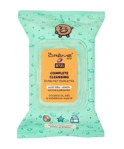 The Crème Shop X BT21 SHOOKY Complete Cleansing Towelettes - Aloe Vera & Lemon (20 Pre-Wet Towelettes)