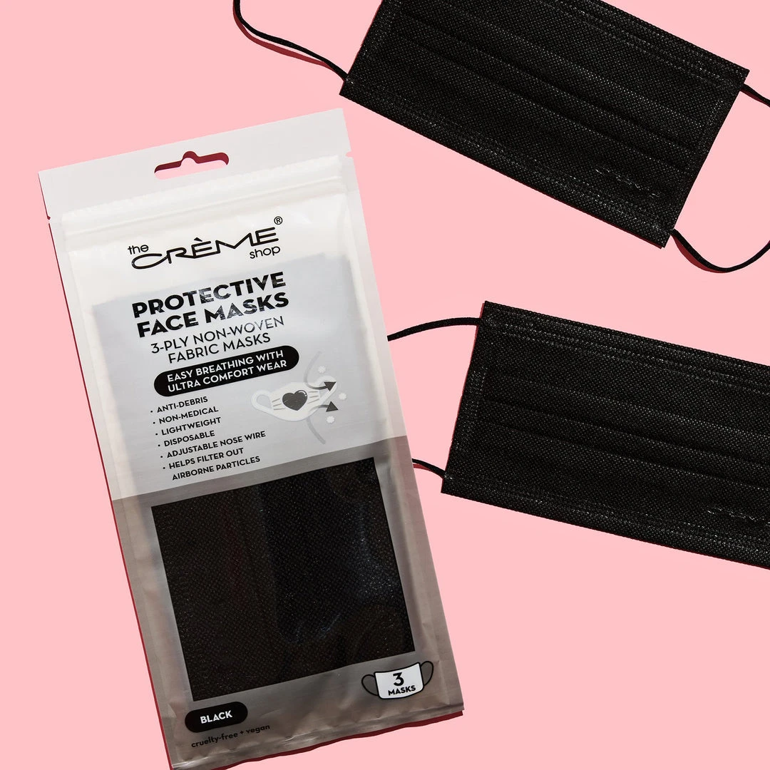 The Crème Shop 3-Ply Protective Face Mask - Black (Disposable) New Arrivals The Crème Shop 3-Ply Protective Face Mask - Black (Disposable) New Arrivals