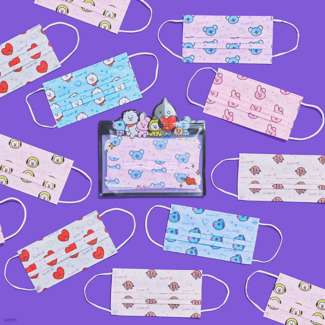 The Crème Shop X BT21 The Crème Shop | BT21: 3-Ply Disposable Protective Face Masks (Set Of 14) + 2 Reusable Pouches - Assorted Pastel New Arrivals 1 The Crème Shop X BT21 The Crème Shop | BT21: 3-Ply Disposable Protective Face Masks (Set Of 14) + 2 Reusable Pouches - Assorted Pastel New Arrivals
