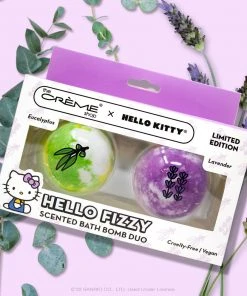 The Crème Shop X Sanrio New Arrivals Hello Kitty HELLO FIZZY Scented Bath Bomb Duo | Eucalyptus & Lavender (Cruelty-Free & Vegan)
