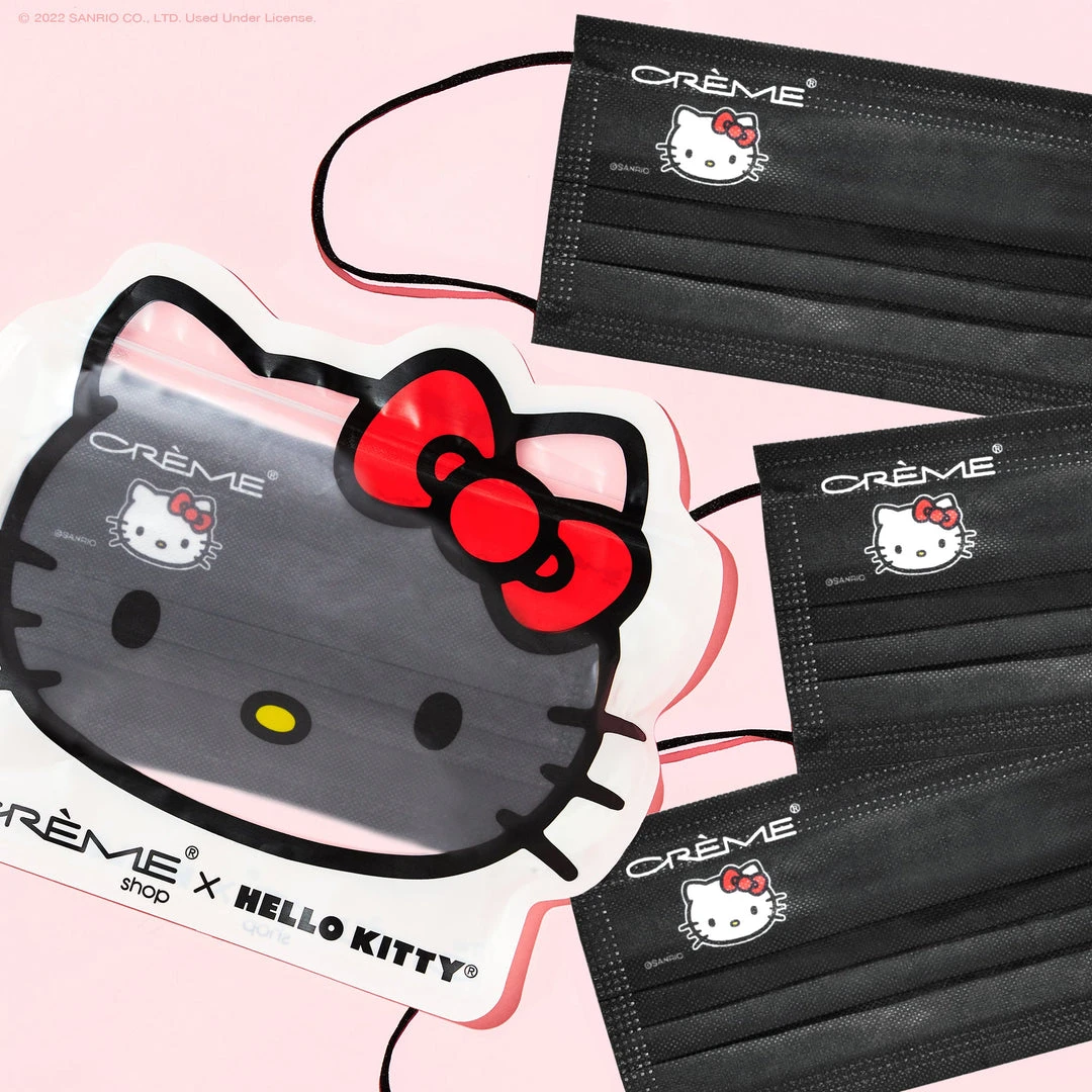 The Crème Shop X Sanrio Hello Kitty 3-Ply Disposable Protective Face Mask | Iconic Black New Arrivals The Crème Shop X Sanrio Hello Kitty 3-Ply Disposable Protective Face Mask | Iconic Black New Arrivals