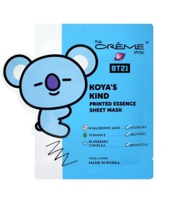 The Crème Shop X BT21 KOYA’S KIND Printed Essence Sheet Mask - Infused With Hyaluronic Acid, Vitamin E Oil, Blueberry Complex