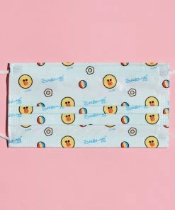 The Crème Shop X LINE FRIENDS LINE Friends Assorted 3-Ply Disposable Face Masks (Set Of 16) + 2 Reusable Pouches