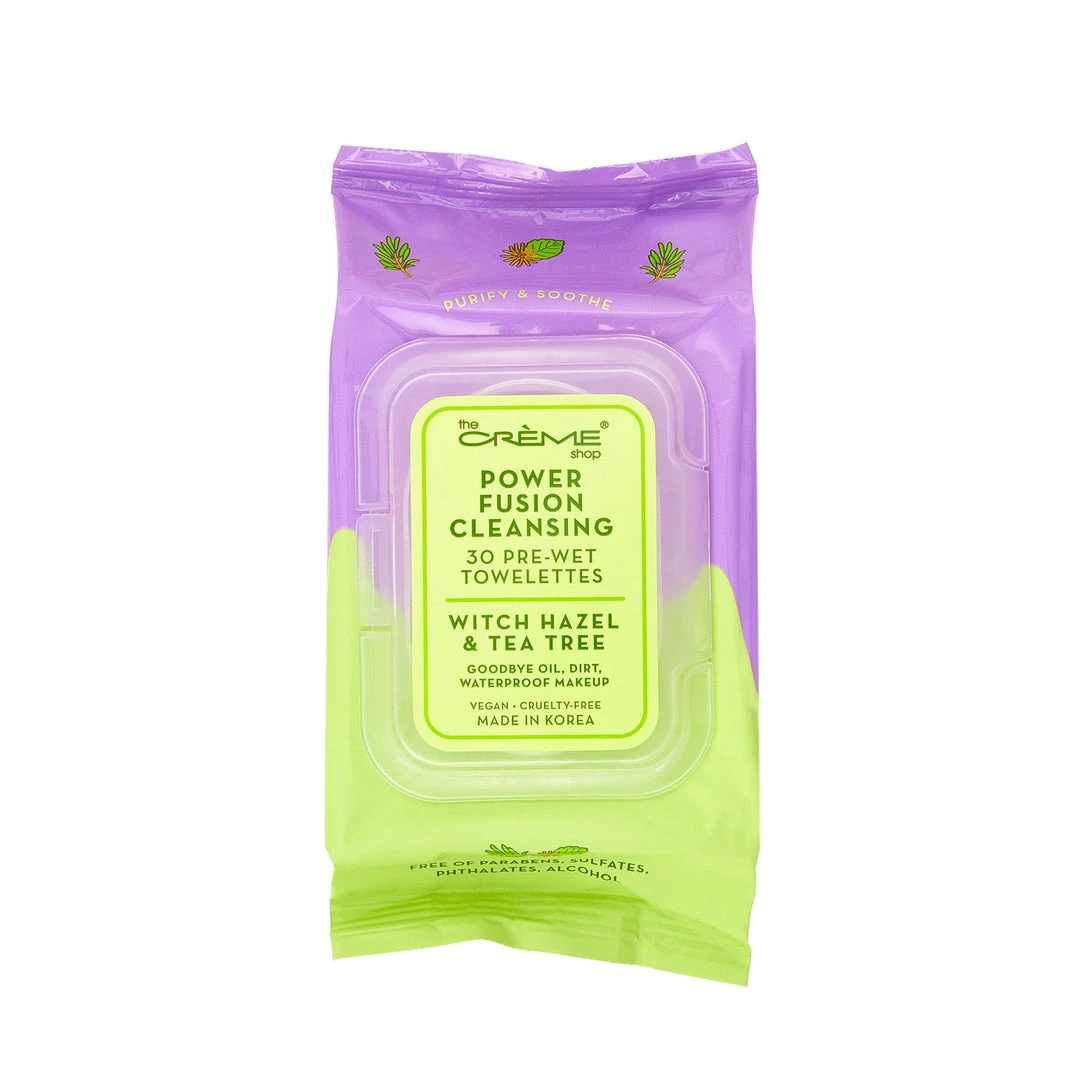 The Crème Shop Power Fusion Cleansing 30 Pre-Wet Towelettes - Witch Hazel & Tea Tree 2 The Crème Shop Power Fusion Cleansing 30 Pre-Wet Towelettes - Witch Hazel & Tea Tree