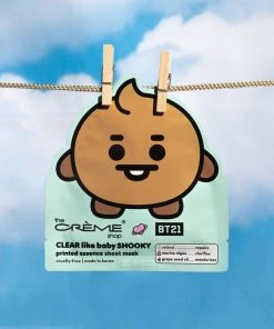 The Crème Shop X BT21 BABY New Arrivals CLEAR Like Baby SHOOKY Printed Essence Sheet Mask (Retinol, Marine Algae, Grape Seed Oil)