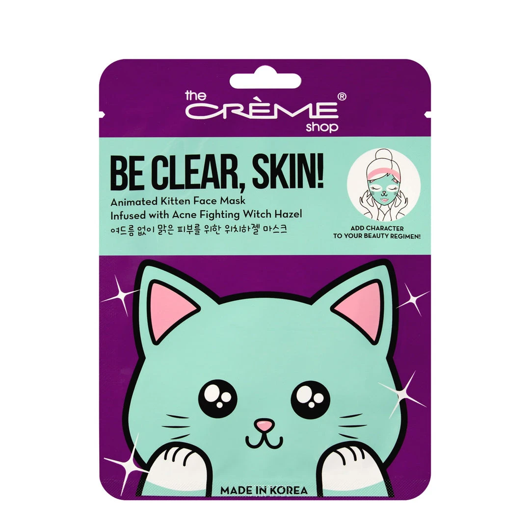 The Crème Shop Be Clear, Skin! Animated Kitten Face Mask - Acne Fighting Witch Hazel Skincare 2 The Crème Shop Be Clear, Skin! Animated Kitten Face Mask - Acne Fighting Witch Hazel Skincare