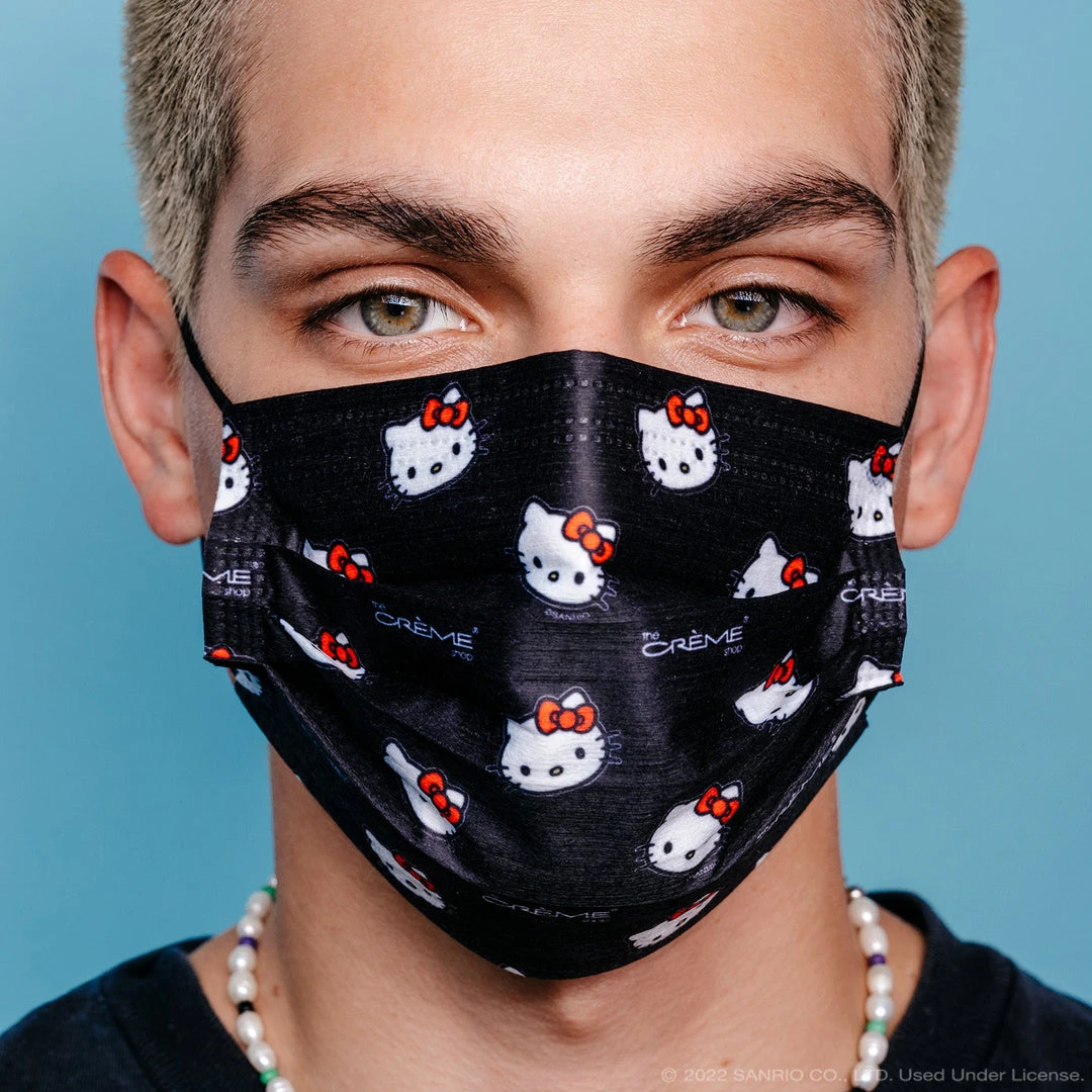The Crème Shop X Sanrio Hello Kitty 3-Ply Disposable Protective Face Mask | Classic Black New Arrivals 2 The Crème Shop X Sanrio Hello Kitty 3-Ply Disposable Protective Face Mask | Classic Black New Arrivals