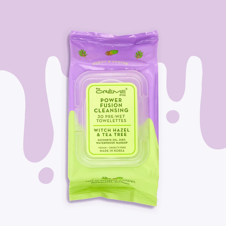 The Crème Shop Power Fusion Cleansing 30 Pre-Wet Towelettes - Witch Hazel & Tea Tree 1 The Crème Shop Power Fusion Cleansing 30 Pre-Wet Towelettes - Witch Hazel & Tea Tree